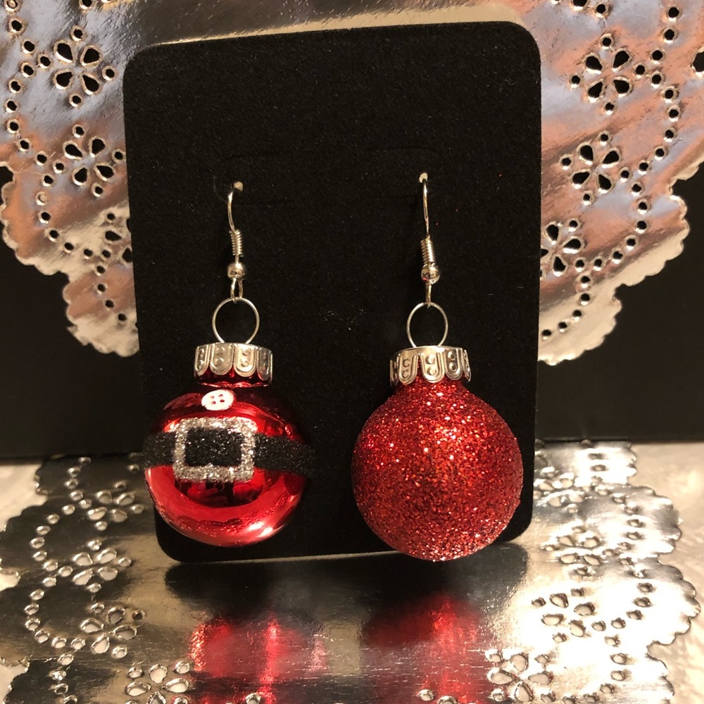 GLITTER GLASS BALL ORNAMENT EARRINGS